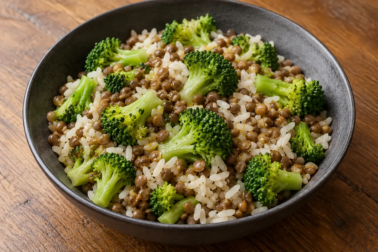 Lentejas con arroz y brócoli · imagen ilustrativa